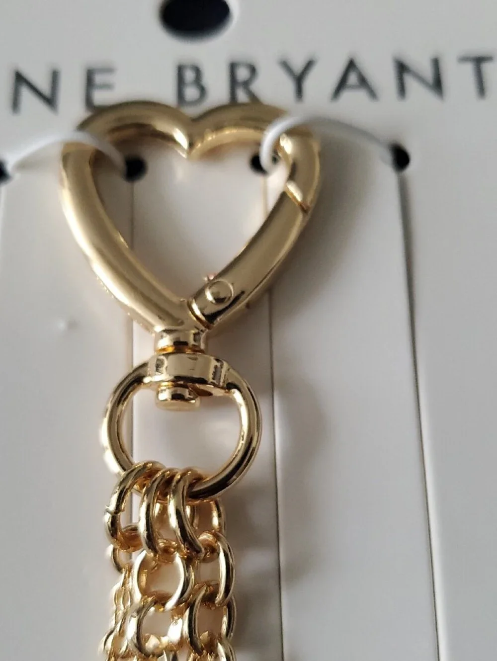 Lane Bryant Gold and Pink Heart Charm Keychain